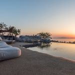 Sunset at beachfront villa in Kea