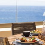 Greek breakfast in the shaded dining area