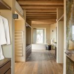 Luxury bathroom with wooden floors