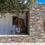 Exterior stone walls at the villa's entrance