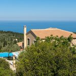 View of the luxury villa and the Mediterranean flora