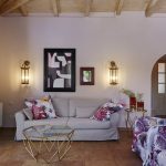 Colourful living room of villa Camelia in Lefkada