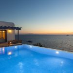 Infinity pool view at night