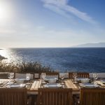 Dining in the pool deck during sunset