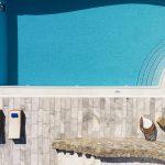 Panoramic view of the pool and the lounge