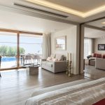 Spacious living area with high-end furniture in Crete