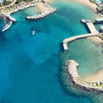 Panoramic view of the blue waters in front of the villa