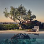 Blossoming tree next to the pool at the luxury villa in Zakynthos