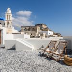 View to the monastery next to the villa in Akrotiri