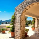 outdoor stone shaded lounge