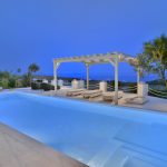 night view of the luxury villas pool