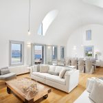 Indoor living area with white sofa