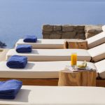 Sun loungers at villa Daphne in Mykonos