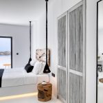 Interior design in the bedroom of villa in Mykonos