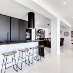 Fully equipped black & white kitchen