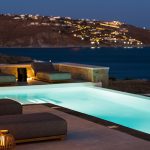 Night view from the pool of Villa Genesis in Mykonos