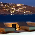 Night view from the pool of Villa Genesis in Mykonos