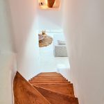 Wooden staircase at villa Choco in Ftelia beach