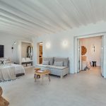 Seating area in the double bedroom of villa in Mykonos