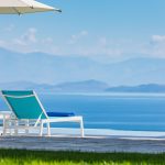 Sun loungers at villa Ionian in Corfu