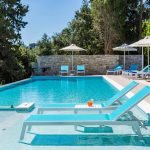 morning by the pool at villa Ionian in Corfu