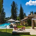 Gardens and pool at villa Ionian in Corfu