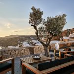 Sunset in Mykonos from the infinity pool of Villa Apocalypsis