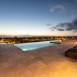 Sunset from the pool deck at villa Faragas