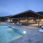 Night views from the pool deck of Villa Hermes in Antiparos