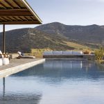 Swimming pool with impressive mountain view in Antiparos