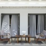 Living room curtains at Villa Emerald in Mykonos