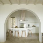 Indoors kitchen with breakfast bar