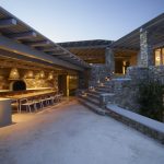 Pool bar with night lighting