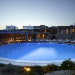 Large infinity pool with night lights