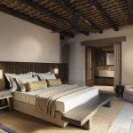 Master bedroom with wooden ceilings in Brande new Myconian Villa