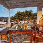 Shaded dining area at Villa Aelia